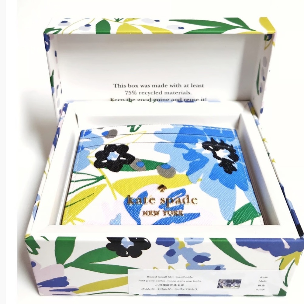 Kate Spade Boxed Madison Floral Small Slim Card Holder Cream Multi KK946